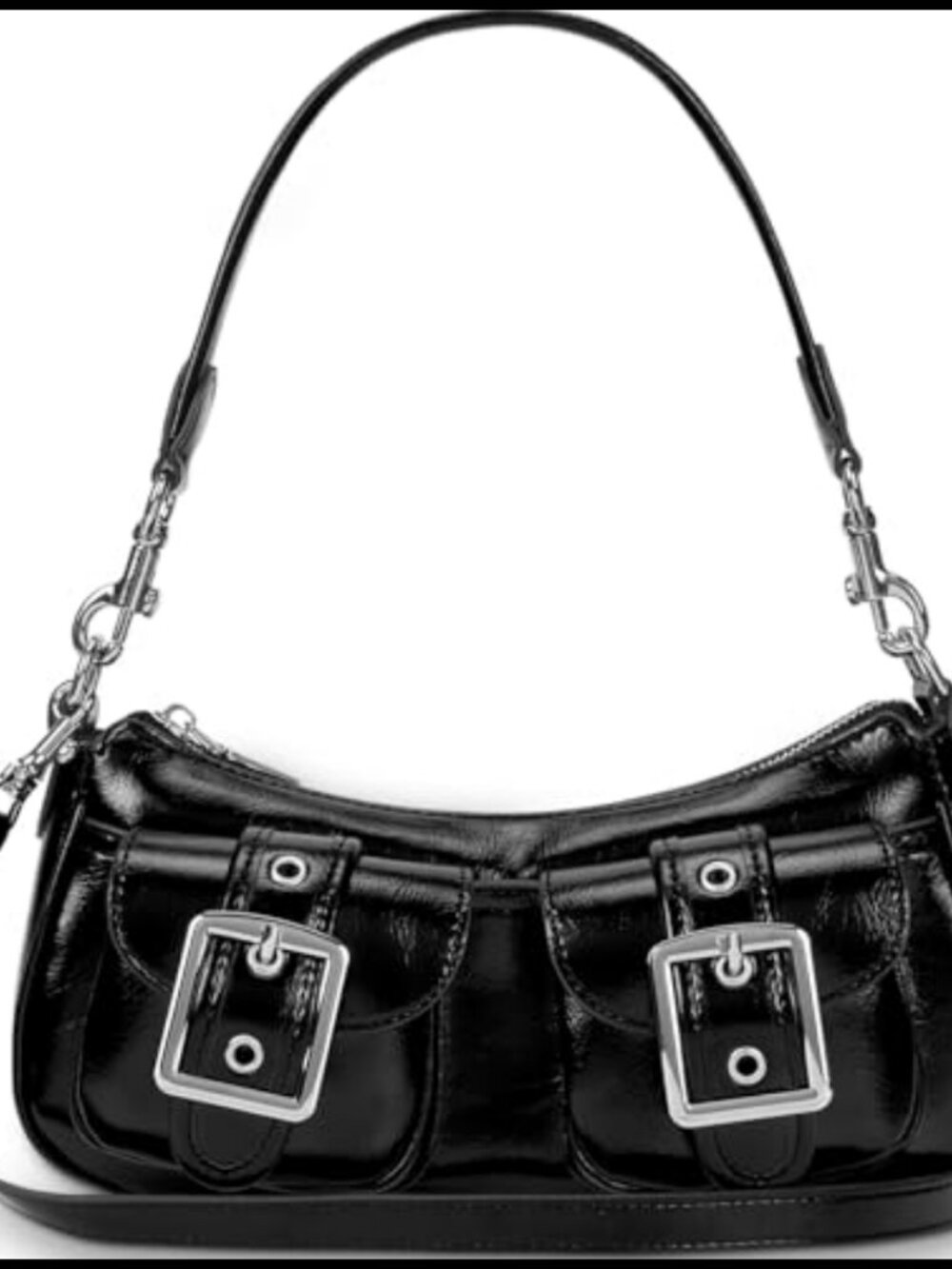 Faux Leather Hobo Shoulder Bag Y2k Crossbody Purse Detachable Strap Everyday